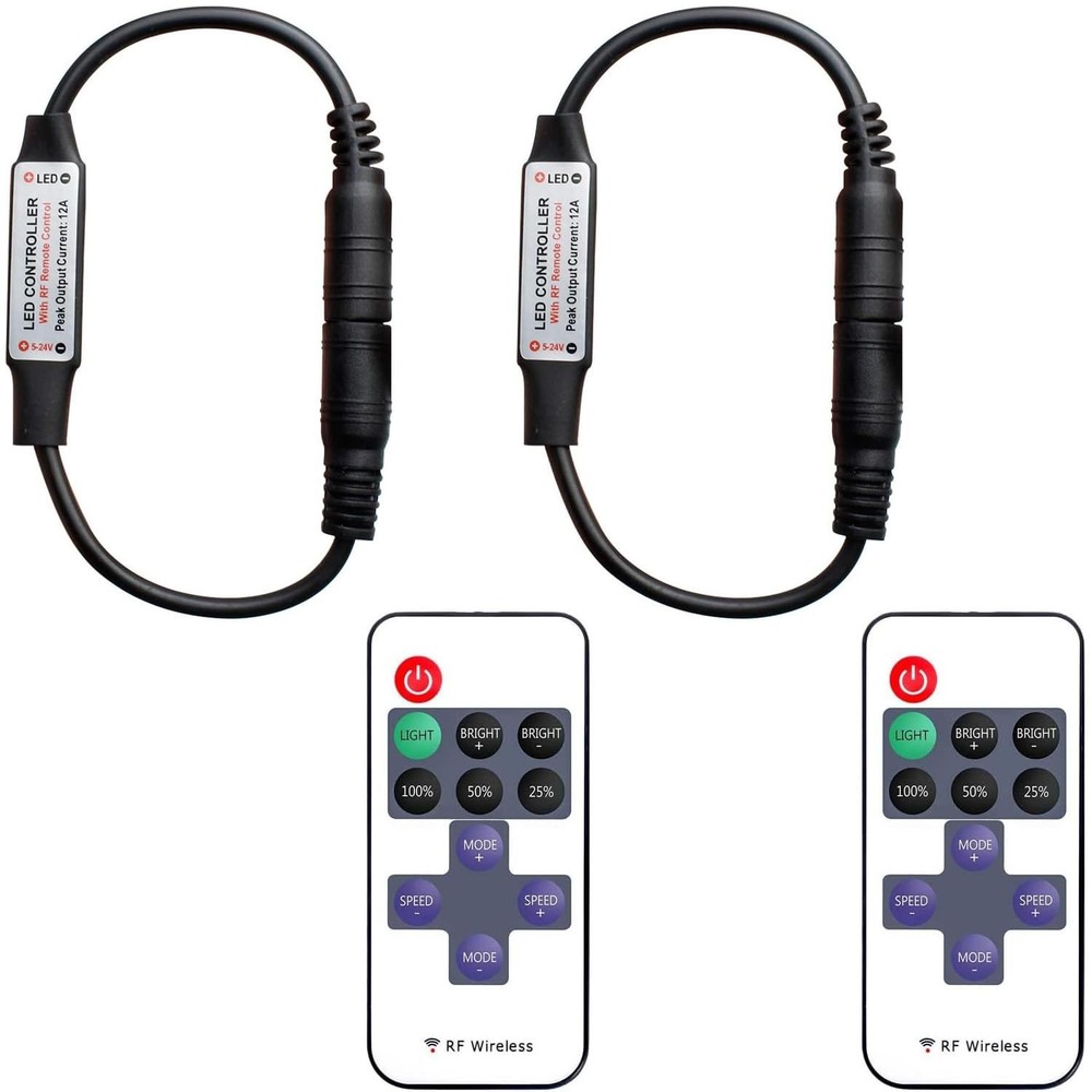 2 Pack LED Light Strip Remote Control Mini RF Wireless LED Controller Single …