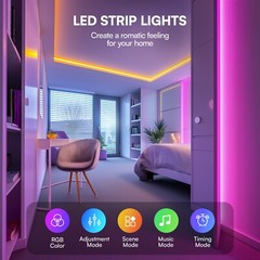 LED Strip Lights, Smart Light with App & Remote Control, RGB LED Lights for room
