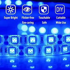 HAUTY Blue LED Strip Light, Non-Waterproof 16ft/5m non-waterproof,