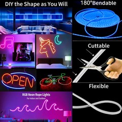 USB RGB Neon LED Strip WiFi Tuya Smart Life Alexa Game Room Light 5V