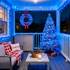 Blue Christmas String Lights Indoor Outdoor, 66Ft 200 LED Blue String Lights Cle