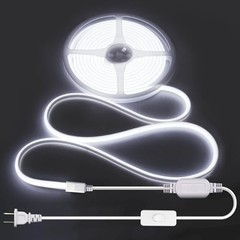 110V 120V LED Strip Lights Waterproof 16.4ft COB 5M (No Remote) Cold White