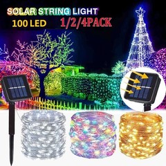100 LED Solar Fairy String Light Copper Wire Outdoor Waterproof Garden Decor