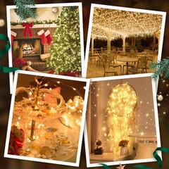 4 Pack Battery Fairy Lights with Remote, 160FT 480LED, Warm White