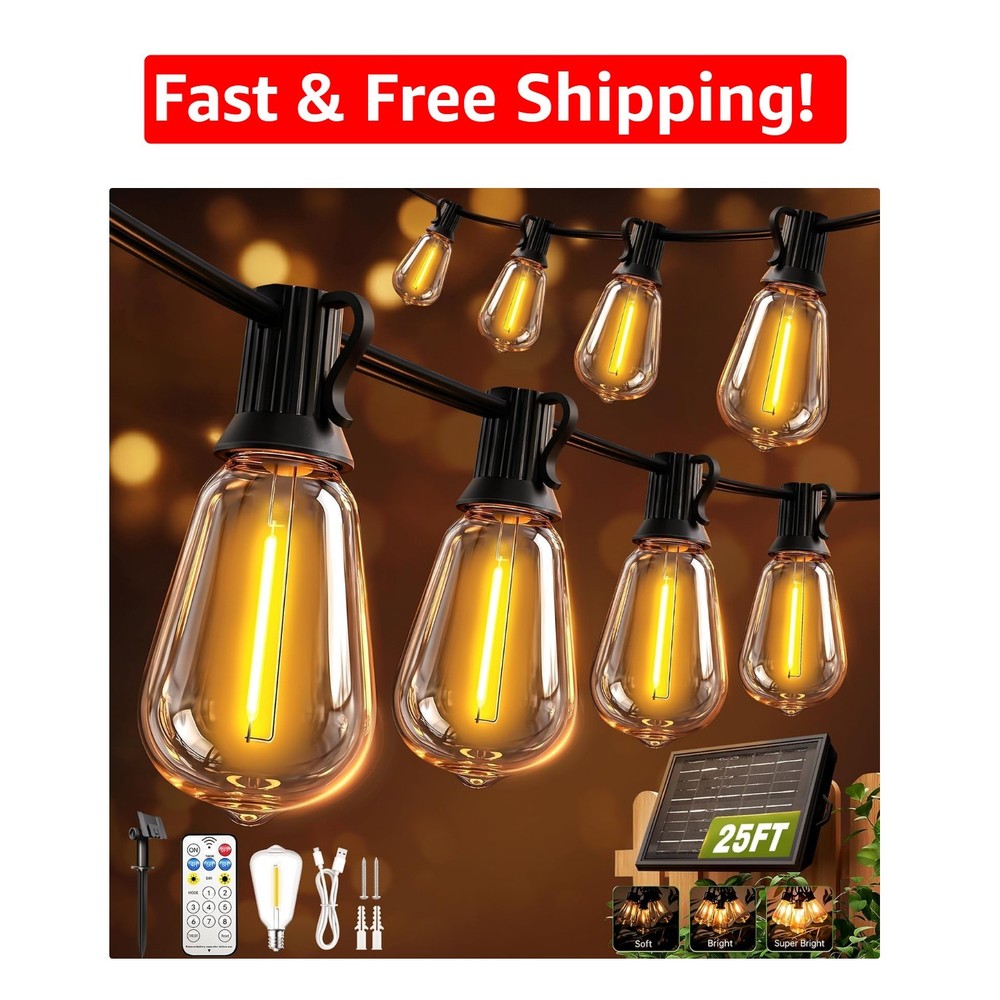 25FT Solar String Lights with Remote – Waterproof LED Patio Decor for All Occ…
