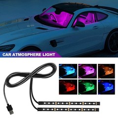 Universal Car LED Strip Light, USB Port Auto Interior Decorative USB, Red