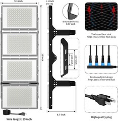 LED Flood Lights Outdoor, 800W(4750W Equivalent) 80000LM 6000K All Aluminum Shel