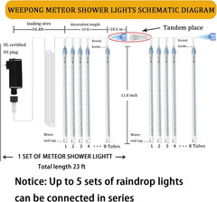 Meteor Shower Lights Outdoor Christmas Lights UL Certified Falling Rain Drop Sno
