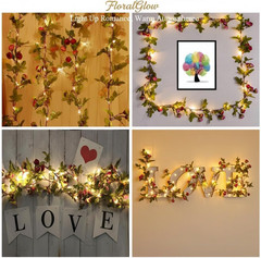 20 LED Rose Flower String Lights – 7.2ft Artificial Flower Garland with Fairy…