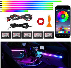 Acrylic Interior Car Ambient Lighting Kits, LED Strip Lights with Wireless APP,