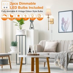 Goodate Dimmable Wall Sconces Set Of Two Plug In Wall Sconces White Fabric