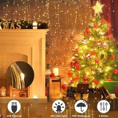 3M LED Curtain String Lights Fairy USB 8 Modes Garland for Christmas Wedding