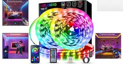 Modern 100ft Flexible RGB LED Strip Lights with DIY Modes & Easy Installation