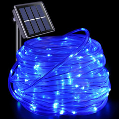 39FT Solar Rope Lights Outdoor Waterproof Blue LED PVC Tube Fairy String Lights