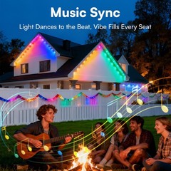 100FT Permanent OutdoorRGB LED Lights APP/Remote Control IP65 Waterproof Vibrant