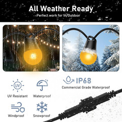 13Ft Smart Outdoor String Lights Extension Cord,4M Power Cable with 3-Pin Plug，C