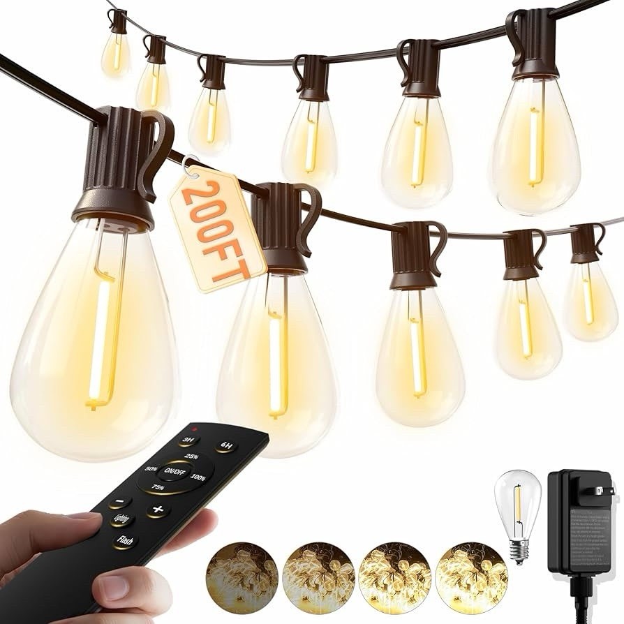 200FT Outdoor LED Hanging Lights for Patio＋Remote Waterproof Shatterproof 2700K