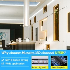 Muzata 6Pack 3.3FT/1M LED Channel 6Pack, Black with Transparent Cover