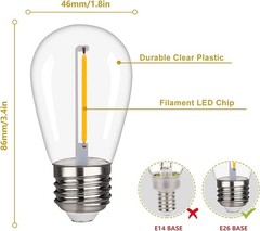 Waterproof S14 LED Light Bulbs Outdoor String Lights Replacement E26 Base 15Pack