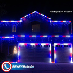 100FT Red White Blue LED Rope Lights 4th July Patriotic Outdoor Decor Lights