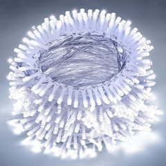 66ft White Christmas String Lights, 200 LEDs Clear Wire, 8 Modes, Connectable UL