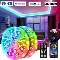 16ft 100ft LED Strip Light Music Sync Bluetooth 5050 RGB Room Light w/ Remote US