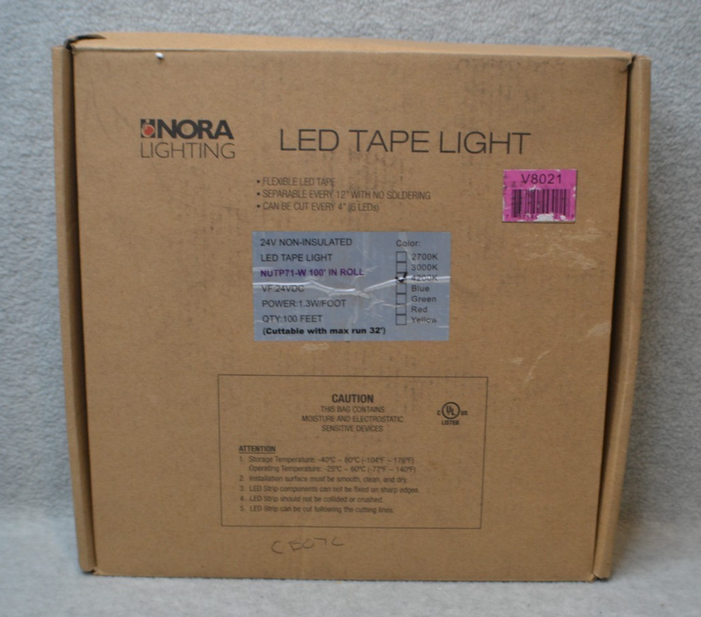 Nora Lighting 24V White 4200K LED Tape Light Strip 60 FT