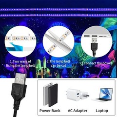 iNextStation UV Black LED Light Strip USB, 2M/6.6ft 5V 120 Non-Waterproof
