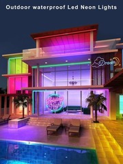 100Ft LED Neon Rope Lights with App and Remote Control, IP65 Waterproof Neon Str