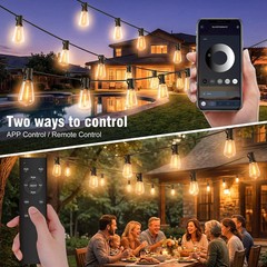 25FT String Lights Outdoor Waterproof LED Patio Lights with Remote