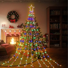 200 LED SOLAR Christmas Tree Waterfall Lights Color Changing Indoor Outdoor