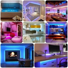 16.4 ft 65.6 ft LED Strip Lights 5050 Music Sync Bluetooth Remote Room Light Kit