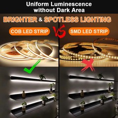 Free Cut FCOB LED Strip 24V 12V DC 8mm RA 90+ Dimmable Flexible 528LEDs