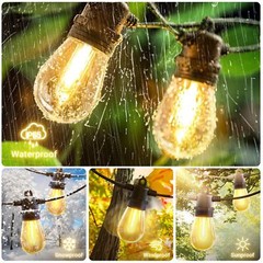 Outdoor String 27/48/96FT Lights LED Lights IP65 Connectable Patio Yard Garden
