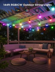 Smart Outdoor String Lights 2, 144ft Outdoor Lights with Dimmable Warm White …