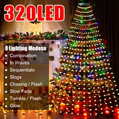 Christmas Tree Waterfall String Lights 6.56FT x 16 Lines 320 LED USB Xmas Lights