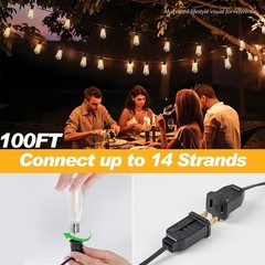 100FT LED Outdoor String Lights Waterproof, Edison Lights for Outside | with …