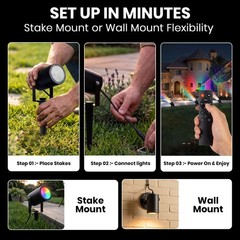 RGBWW Smart Outdoor Spotlights 4-Pack 48ft IP65 LED Lights Alexa Remote App