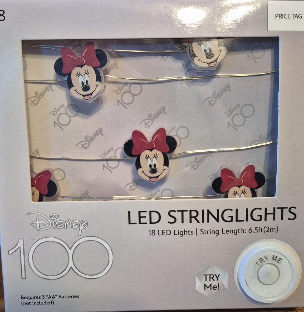 Disney 18 LED String Lights Minnie Mouse Battery Operated (NEW) 100 Years