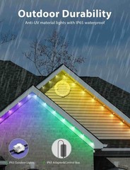 100FT Permanent OutdoorRGB LED Lights APP/Remote Control IP65 Waterproof Vibrant