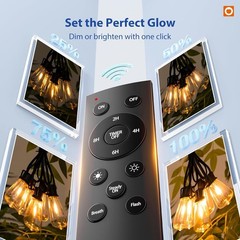 50FT Outdoor String Lights ST38 LED with Remote Waterproof Dimmable