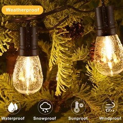 49FT Outdoor String Lights Dimmable Remote IP65 Waterproof Christmas Lights