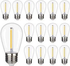 Waterproof S14 LED Light Bulbs Outdoor String Lights Replacement E26 Base 15Pack