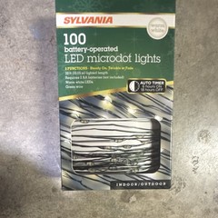 SYLVANIA 100 LED Microdot Rope/Wire Lights Warm White Green Battery V51851-88