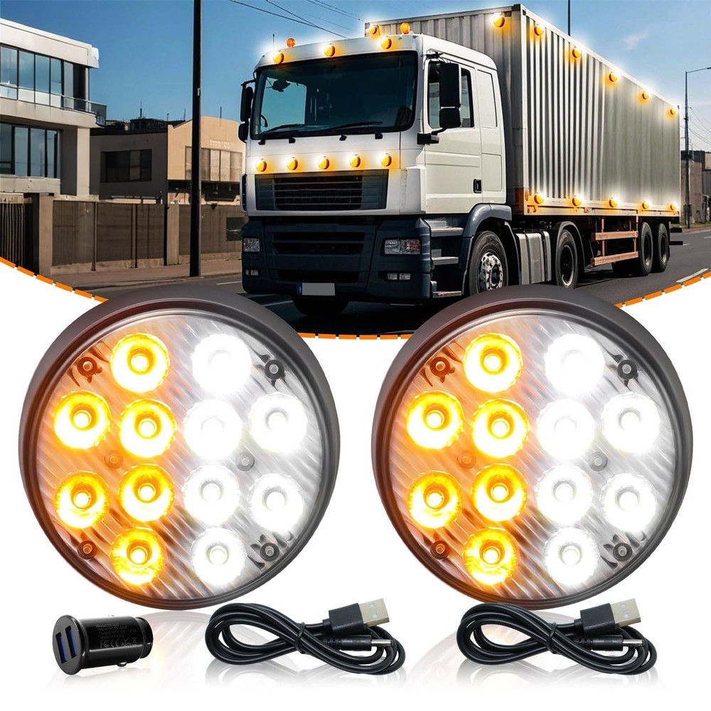 Upgraded 2PCS Rechargeable Magnetic Strobe Hazard Lights, Wireless Portable A…