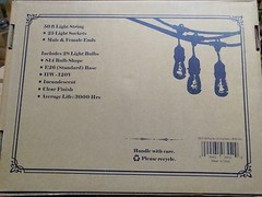 NEW 50 ft 25 Sockets Black Outdoor 14 Gauge Edison Metro String Lights+ 28 Bulbs