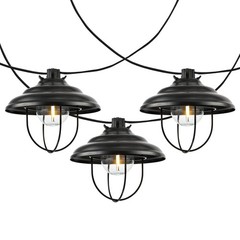 SAFAVIEH Aislin 10-Light G40 Black Plastic Outdoor String Light with Black Shade