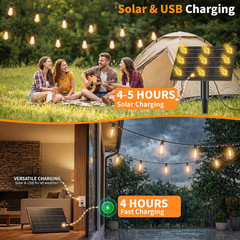 Hotsonic Solar Outdoor String Lights Waterproof, 100FT Remote Control LED Outsid