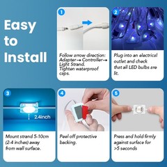 100FT Permanent OutdoorRGB LED Lights APP/Remote Control IP65 Waterproof Vibrant