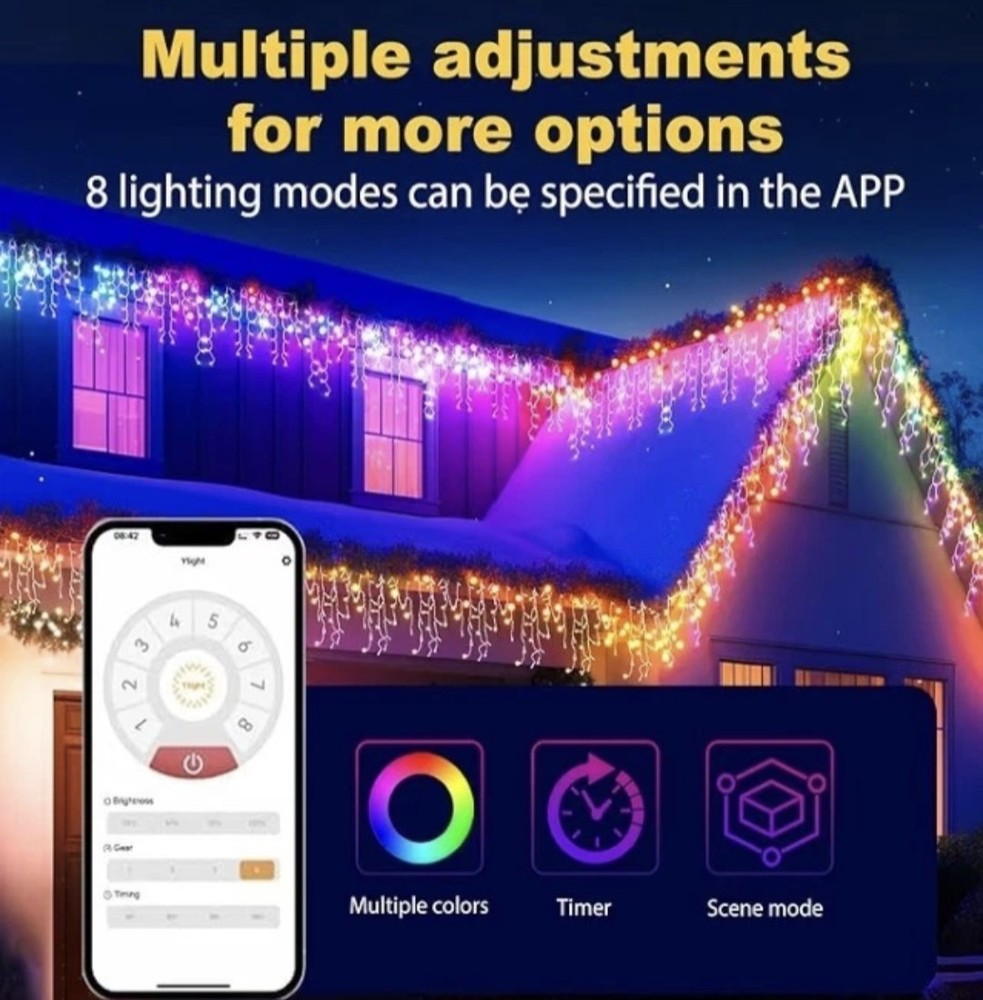 Christmas String Lights Outdoor 131Ft/40M 1680 LED 8 Modes App & Remote Control